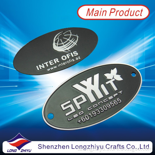 Aluminum Metal Highlight Brushed Nameplate/Embossed Shiny Silver Logo Custom Emblem Label Maker (LZY600018)